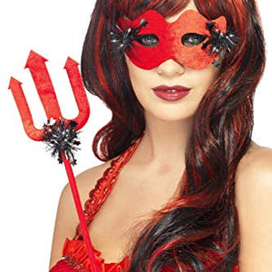 Smiffys Devilicious Kit with Eye Mask Horns and Trident Crop - Red