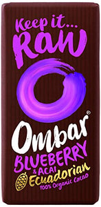 Ombar Blueberry and Acai Dairy Free Chocolate Bar, 35g (Pack of 10)