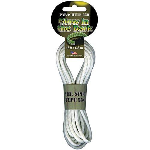 Pepperell Parachute Cord, 4mm by 16-Feet, Glow in The Dark