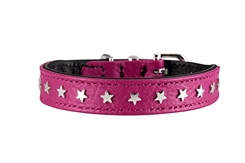 Collar Capri Mini Stars, 32 Raspberry/Black, Leather | Hunter