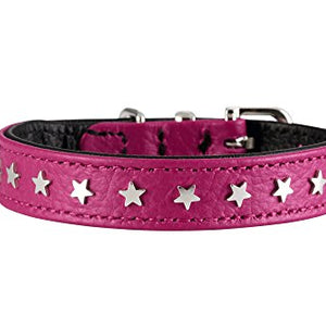 Collar Capri Mini Stars, 30 Raspberry/Black, Leather | Hunter