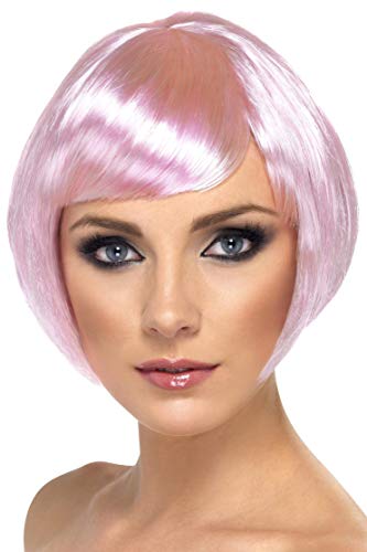 Smiffys Babe Wig Short Bob with Fringe - Pink