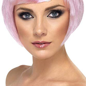 Smiffys Babe Wig Short Bob with Fringe - Pink