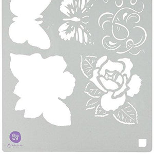Prima Marketing Tales Of You & Me Stencil 6"X6", Flowers & Butterfly
