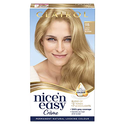 Clairol Nice' n Easy Crème, Natural Looking Oil Infused Permanent Hair Dye, 9B Light Beige Blonde 177 ml