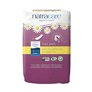 Natracare Natural Feminine Night Time Maxi Pads, Extra Long, 10 Count