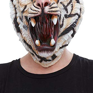 Smiffys 50884 Tiger Latex Mask, Men, Orange & Black