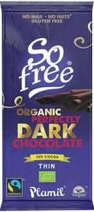 Plamil So Free Organic FT Perfectly Dark 72% Thin 80g (Pack of 12)