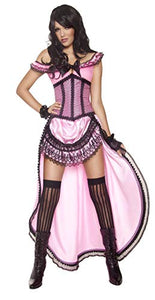 Smiffys Women's Western Authentic Brothel Babe Costume, Dress and Corset, Size: M, Color: Pink, 23023