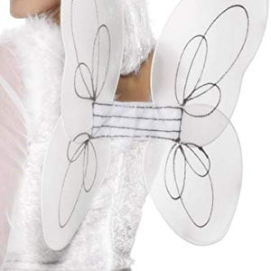 Smiffys Angel Glitter Wings, 50 x 30 cm - White and Silver