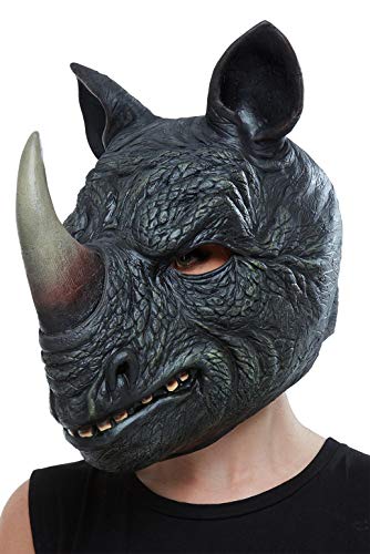 Smiffys 50883 Rhino Latex Mask, Men, Grey, One Size