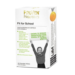Proven Probiotics: Fit for School 30 Chewable Tablet with Immune Boosting Vitamin c and prebiotic