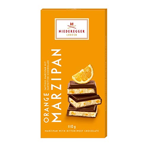 Orange Bittersweet Dark Chocolate Marzipan NIEDEREGGER LUBECK Classic Bar 110g