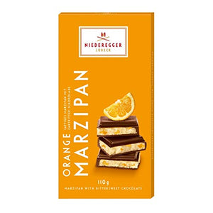 Orange Bittersweet Dark Chocolate Marzipan NIEDEREGGER LUBECK Classic Bar 110g