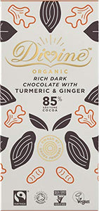 Divine Organic 85% Dark Chocolate Bar With Turmeric & Ginger 800g - Pack of 10