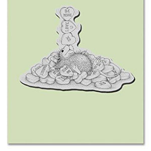 Stampendous House Mouse Cling Rubber Stamp Balancing Hearts