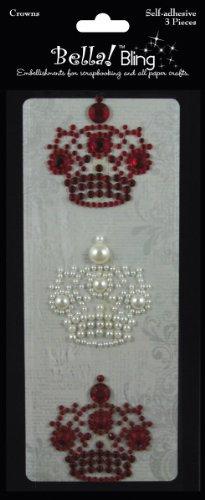 Ruby Rock-It Bling Self-Adhesive Rhinestone/Pearl Crowns 3/Pkg-Red
