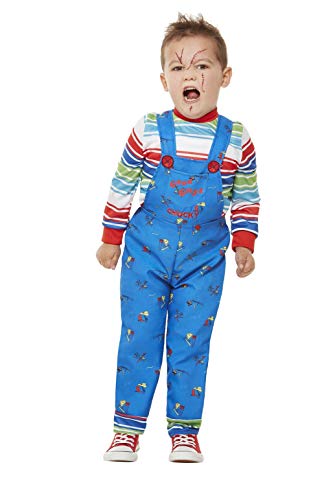Smiffys 61027T2 Officially Licensed Chucky Costume, Boys, Blue, Toddler - Age 3-4 years
