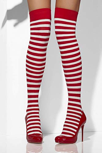 Smiffys Opaque Hold-Ups Striped - Red and White