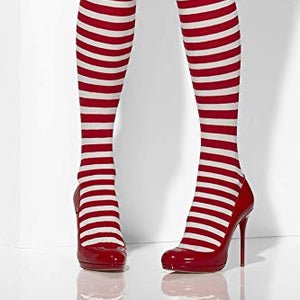 Smiffys Opaque Hold-Ups Striped - Red and White