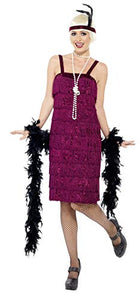 Smiffys Women's Jazz Flapper Costume, Dress and Headpiece, Size: S, Colour: Burgundy, 26110