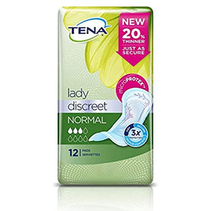 TENA Lady Discreet Incontinence Pads - Normal, Pack of 12 Pieces