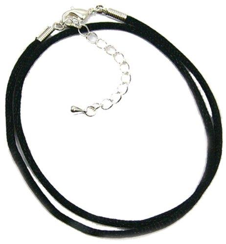 Quilled Creations 16-Inch Necklace Cording with 2-Inch Extender, Black Satin, 2 Per Package