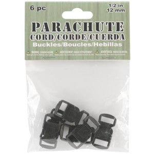 PEPPERELL BRAIDING PCBUCK12 Paracord Buckle Side Release 12mm 6Pc, Black