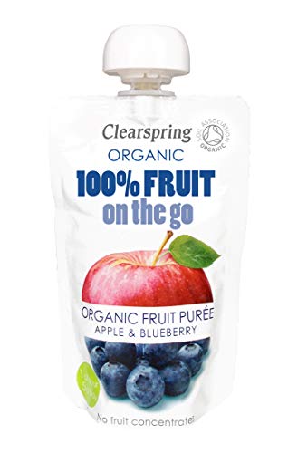 Clearspring Organic 100 percent Fruit On The Go Apple and Blueberry Puree, 120g