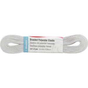 Singer Braided Elastic, White, 6 Yard by 3/8-Inch