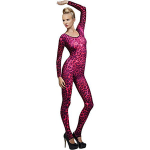 Smiffy's 41116 Cheetah Print Bodysuit, Pink, One Size