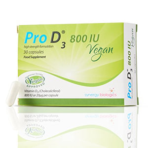 Pro D3 Vegan 800 IU (Vitamin D3-800 IU / 20mcg) Vegan Certified - Cruelty Free - Gluten Free - Salt Free - Yeast Free - Gelatin Free - SOYA Free - Peanut Free - Colour Free - Alcohol Free - Halal