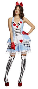 Fever Adult Women's Miss Wonderland Costume, Dress and Hair Bow, Once Upon a Time, Size: L, 21009