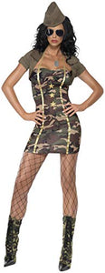 Smiffys Women's Major Trouble Costume, Dress, Shrug and Hat, Size: XS, Color: Camouflage, 35332