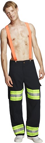 Smiffys Fever Male Firefighter Costume with Trousers and Braces Blue MEDIUM
