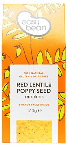 Easy Bean Red Lentil & Poppy Seed Crackers 160g (Pack of 8)