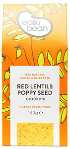 Easy Bean Red Lentil & Poppy Seed Crackers 160g (Pack of 8)