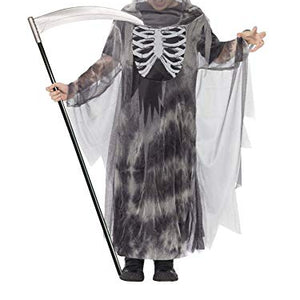 Smiffys Tween Boy's Ghostly Ghoul Costume, Robe with Hood and Glow in the Dark Chest Detail, Serious Fun, Colour: Black and white, Size Tween, 44303