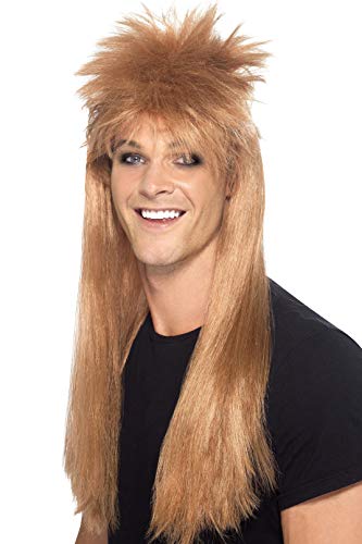 Smiffys 80's Rocker Mullet Wig - Brown