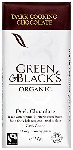 GREEN & BLACK'S Organic Cooking Chocolate Dark 150g (PACK OF 15)