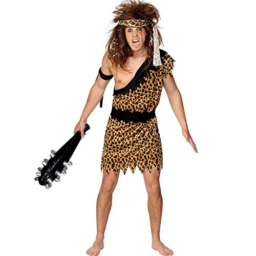 Smiffys Adult men's Caveman Costume, Tunic, Headband and Armband, Brown, M - Size 38"-40"