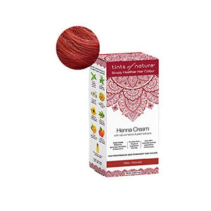 Tints of Nature Henna Cream Red | Semi Permanent Hair Dye Kit | Beautifully Bright, Fiery Red Hair Colour | Made From Natural Henna & Plant Extracts | Vegan Friendly | 70ml / 2.46 fl oz