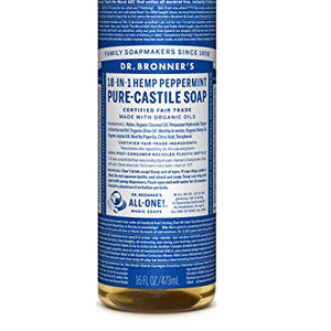 Dr Bronner's - Peppermint - Pure Castille Liquid Soap - 16 oz/473 ml
