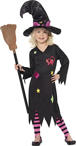 Smiffys Toddler's Cinder Witch Costume, Dress, Hat & Tights, Size: T2, Colour: Multi, 35655