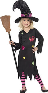 Smiffys Toddler's Cinder Witch Costume, Dress, Hat & Tights, Size: T2, Colour: Multi, 35655