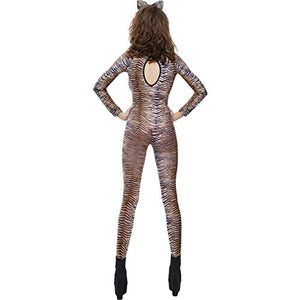 Fever Women's Tiger Print Bodysuit, One Size, Colour: Brown, 26812