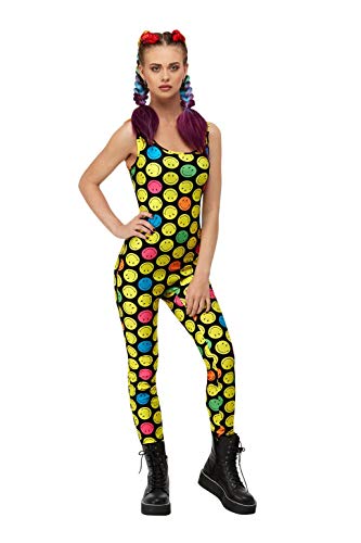 Smiffys 52264L Officially Licensed Smiley Unitard, Women, Multi-Colour, L - UK Size 16-18