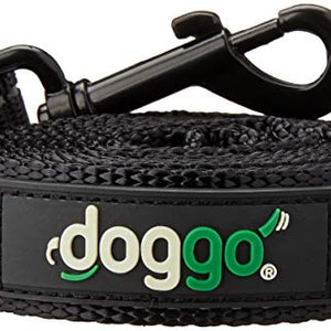 Doggo Reflective Everyday Nylon Dog Lead, Black, Large | Doggo