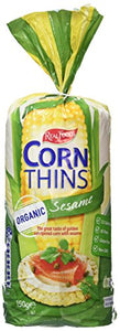 Real Food Organic Sesame Corn Thins 150 g (Pack of 6)
