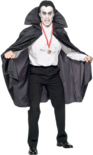 Smiffys Cape Fabric and Stand Up Collar - Black